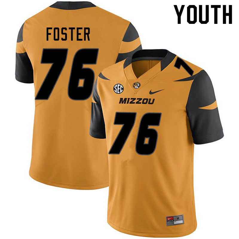 Youth #76 Javon Foster Missouri Tigers College Football Jerseys Sale-Yellow - Click Image to Close